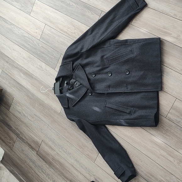 Liz Claiborne men's pea coatLargeblack / charcoal
